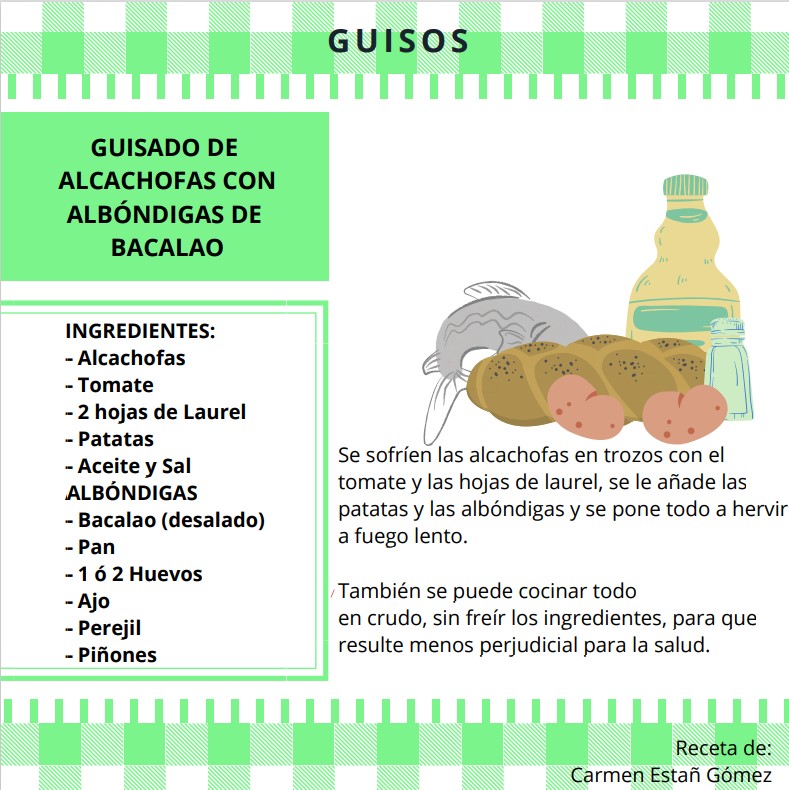 Recetario amas de casa-Guisos-Guisado de alcachofas con albondigas de bacalao